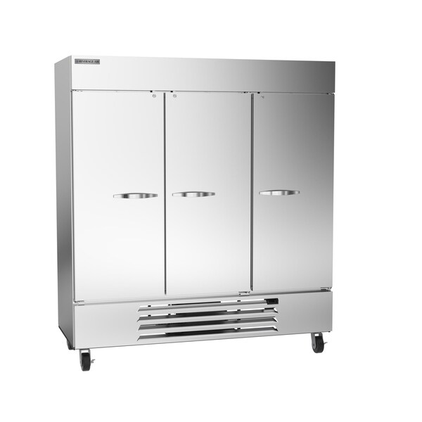 BeverageAir Reach In Freezer, Three Section, Solid Doors, 68.5 Cu. Ft